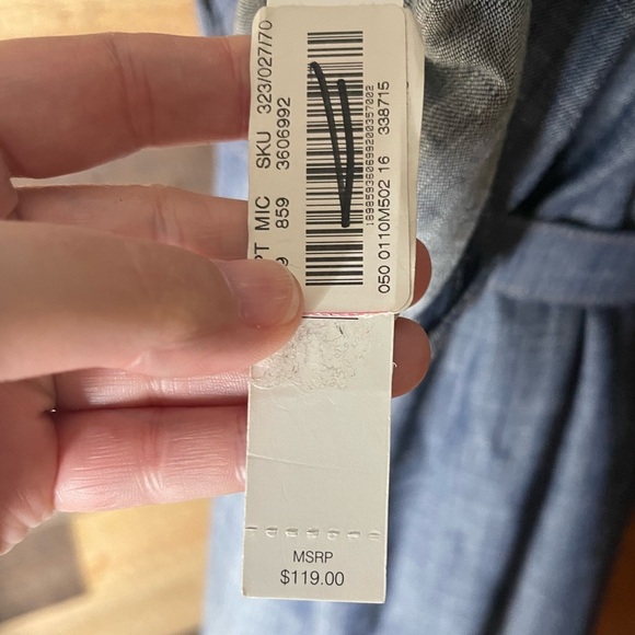 Alex Marie Blue Chambray Linen Blend Belted Dress Size 16 New - Picture 2 of 11